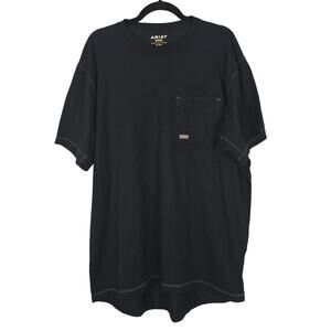 Ariat Rebar Shirt Mens XLT Black Pocket Workwear Pen Slot Short Sleeve Crew Neck